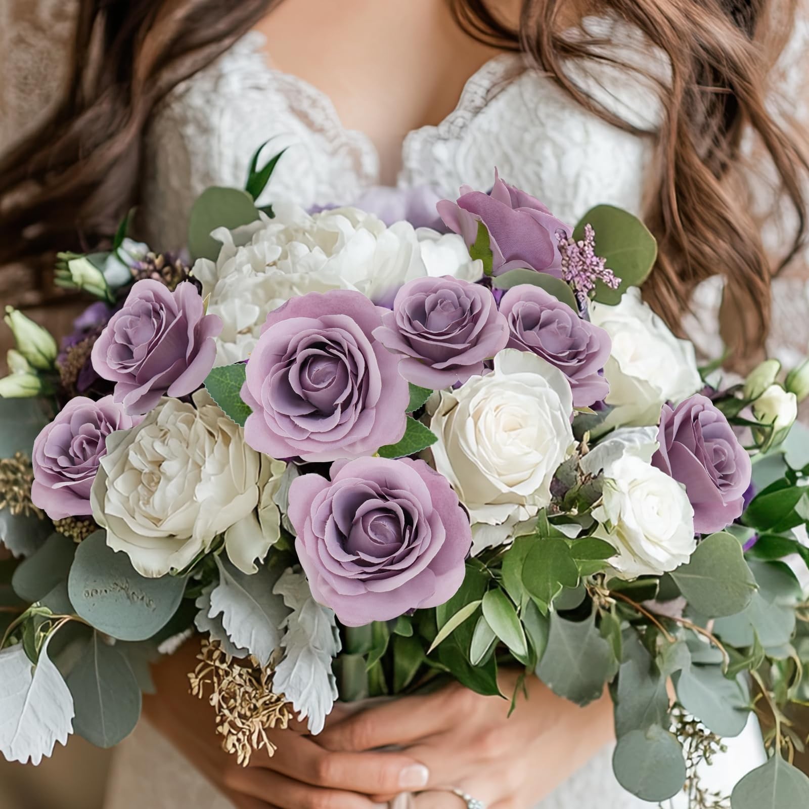 Purple Artificial Flowers 25 Cm Long 12 Pack Silk Roses for Wedding Decor – DIY