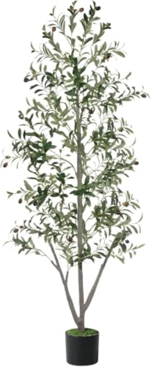 Olive Trees Artificial Indoor, 7FT Tall Faux Olive Tree with Light Kit Moss 7ft