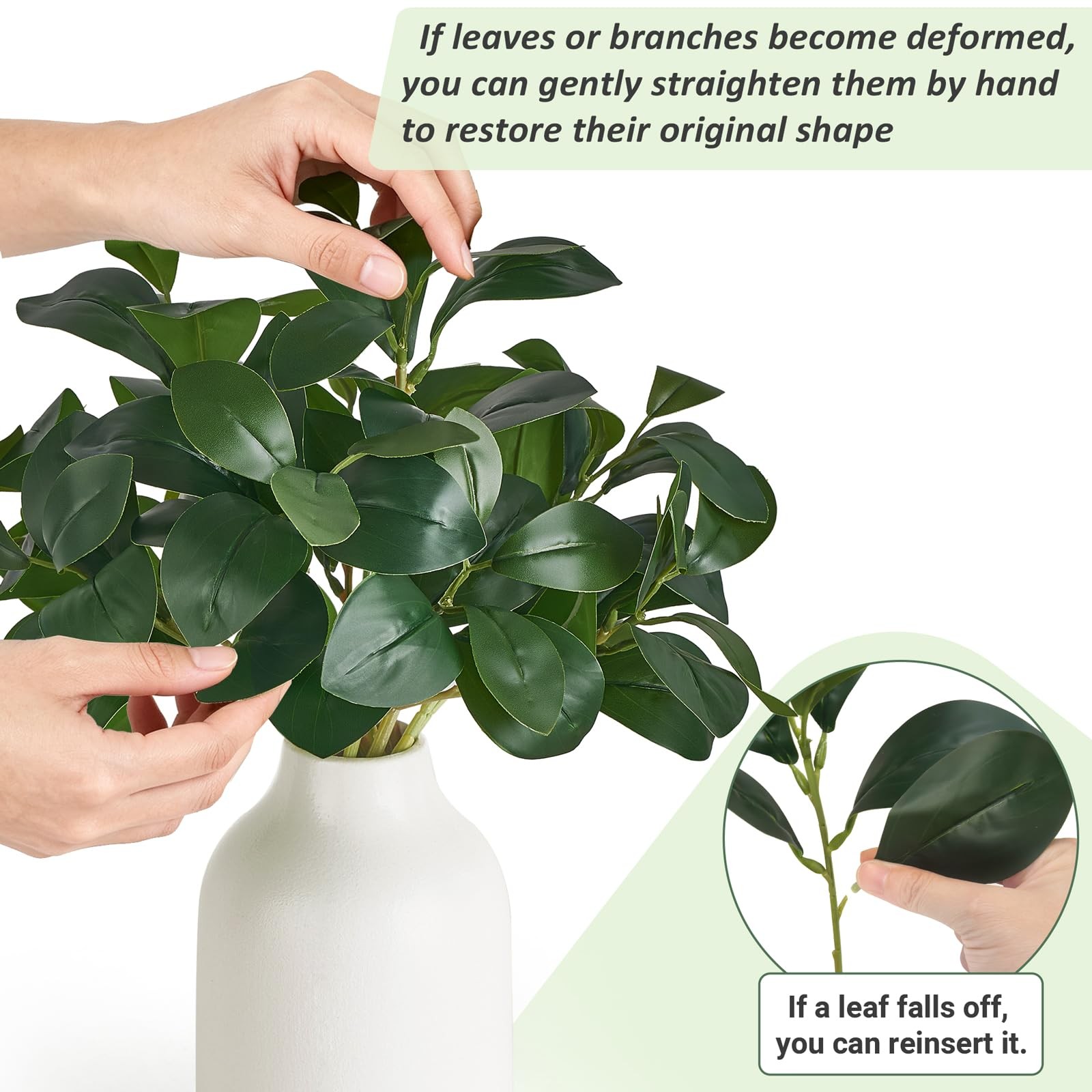 Fake Plants in Small White Vase for Table Decor Faux Plant Indoor