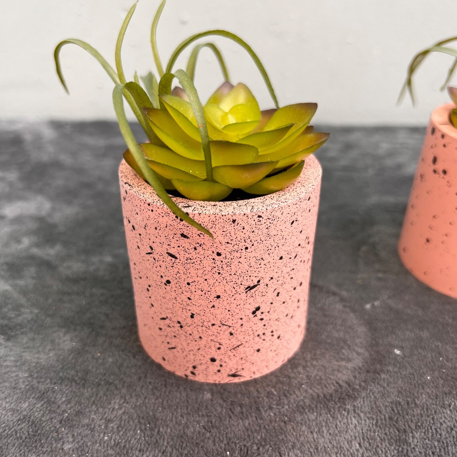 Faux Potted Succulent Planter Lot 3 Pink Splatter Tier Tray Shelf Decor 3 in NWT
