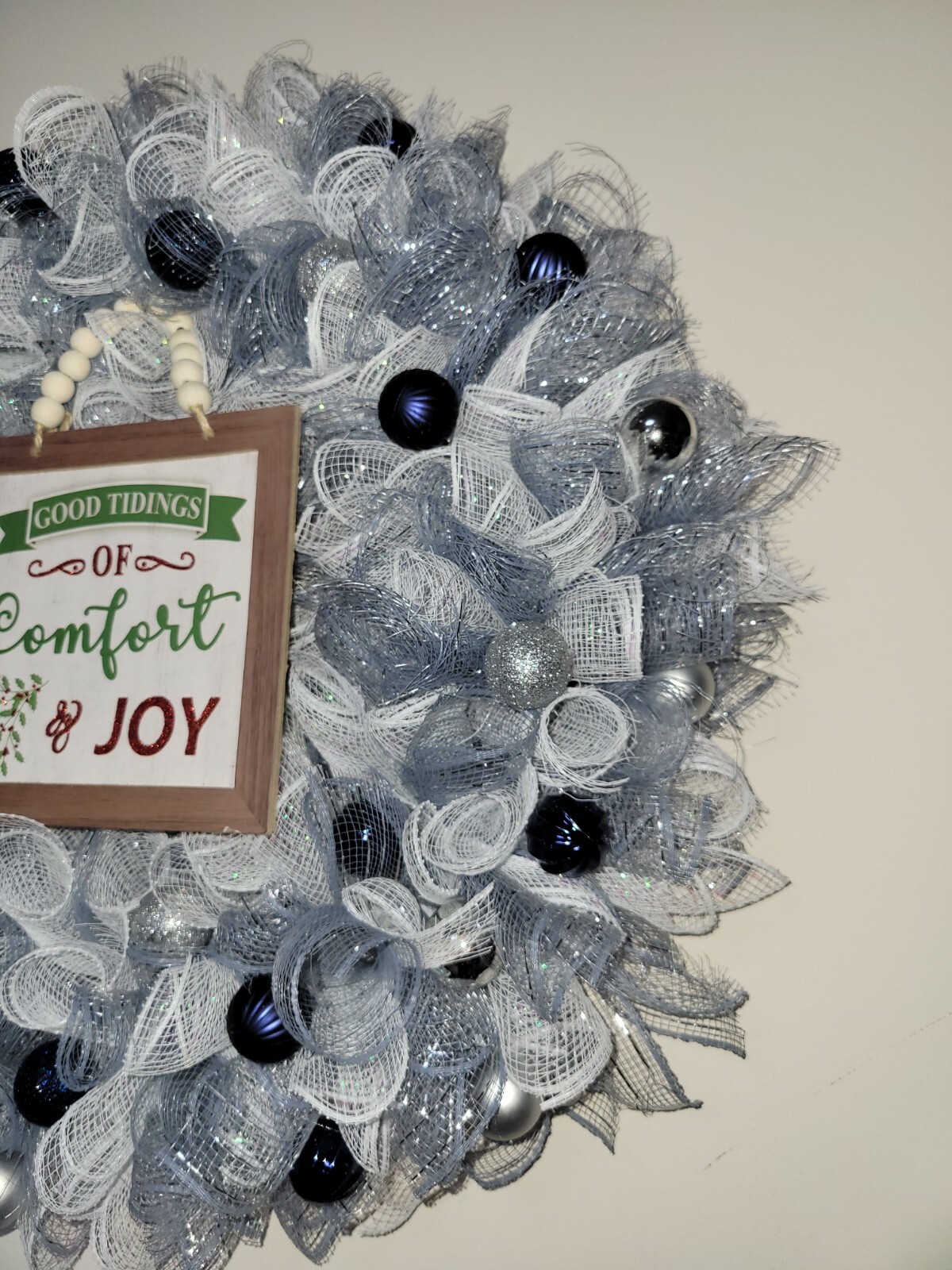 Christmas Joy Happy Holidays Mesh Front Door Wreath Wall Decoration Merry Christ