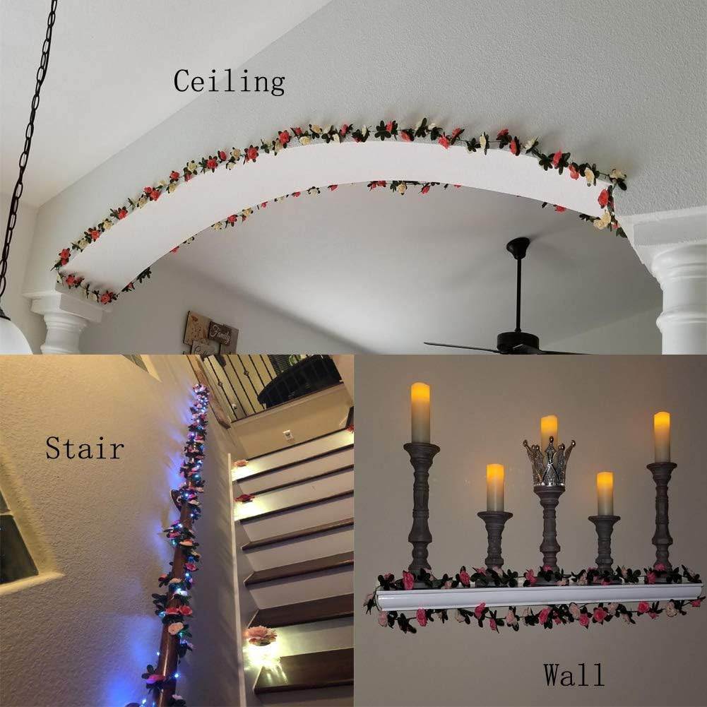 5Pcs 41FT Flower Garland Artificial Rose Arch Vines Fake Spring Floral Garland f