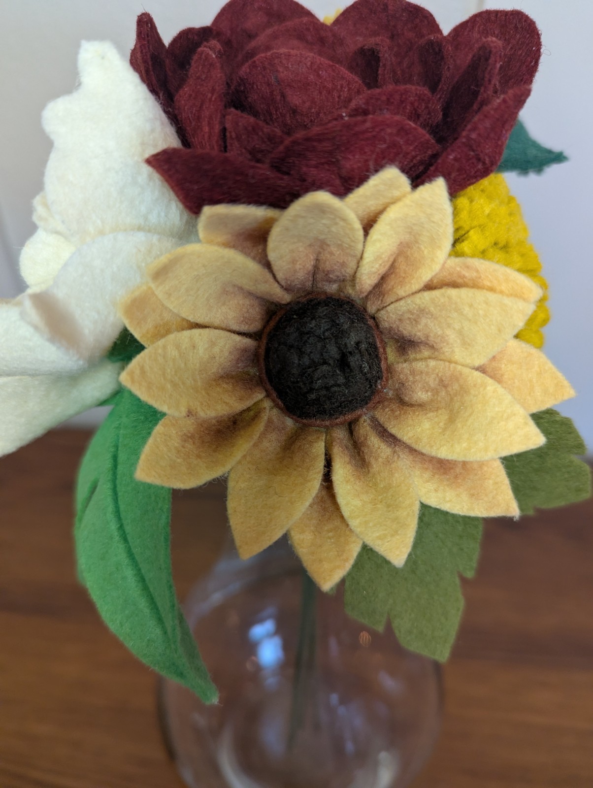 Beautiful Hand Cut Wool Blend Felt Flower Bouquet Gift Wrapped/Great Gift Idea!