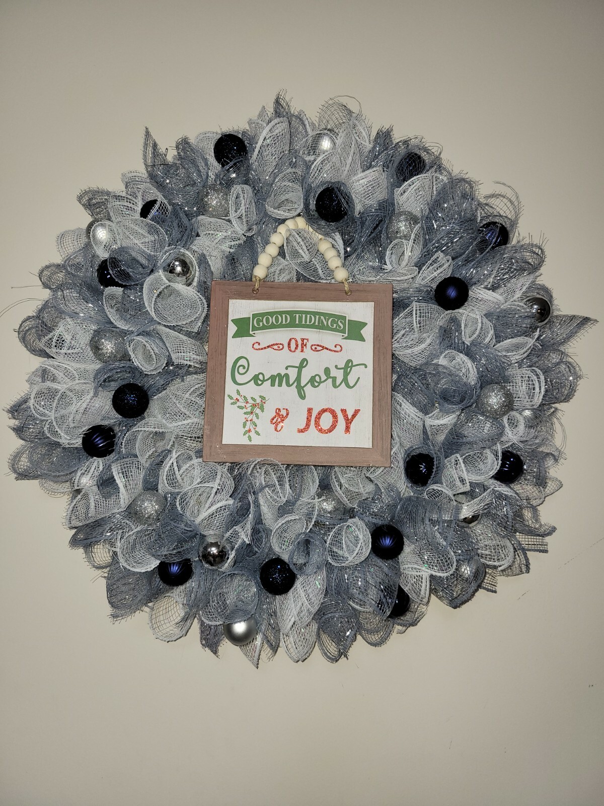 Christmas Joy Happy Holidays Mesh Front Door Wreath Wall Decoration Merry Christ