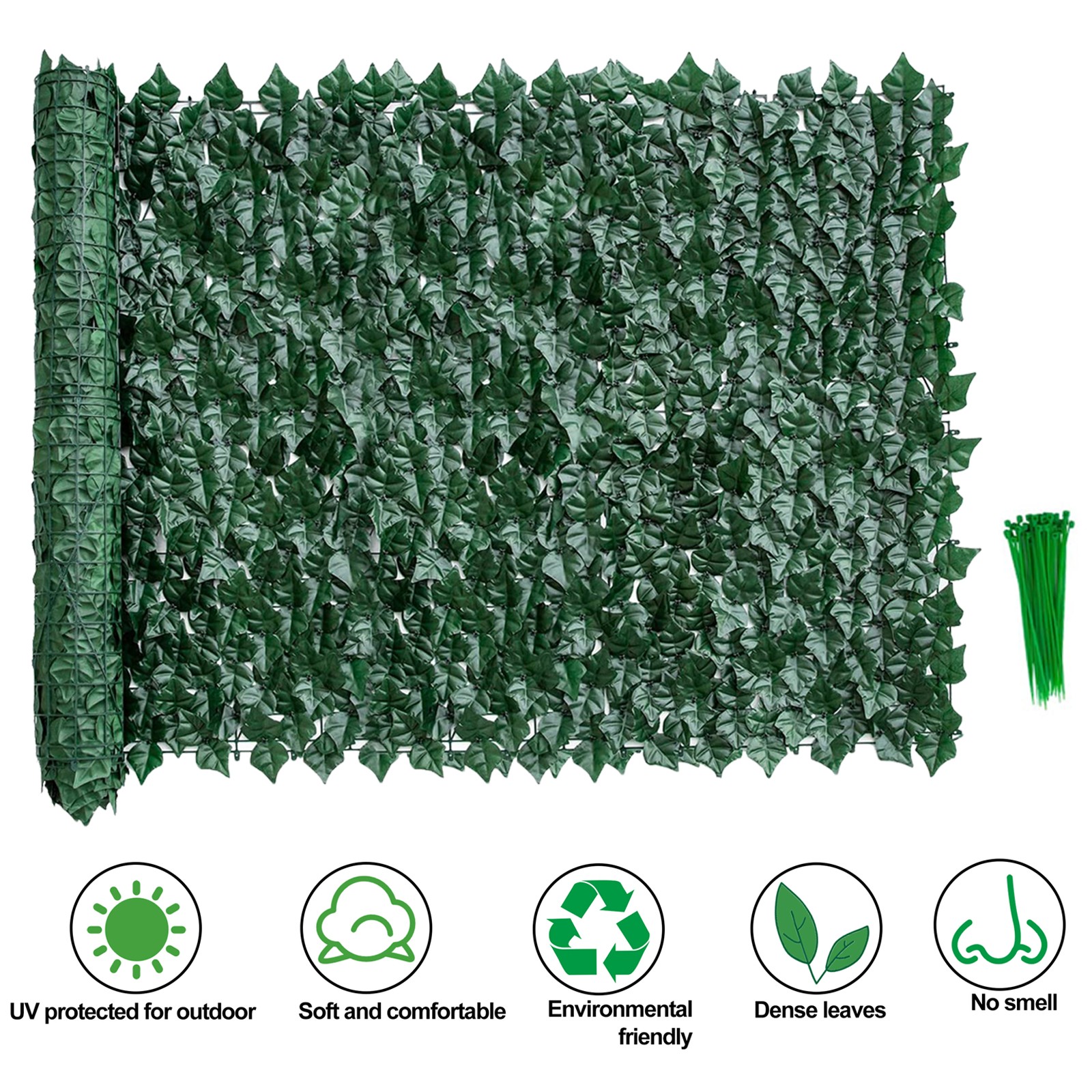118” Artificial Wall Hedge Privacy Screens Fence Panel Faux Leaf Grass Decor US