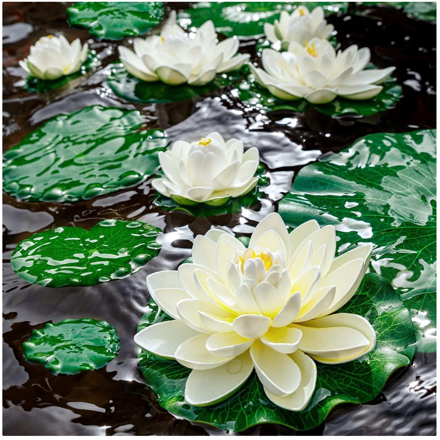 Realistic Foam Lotus Pads, 9-Piece Set