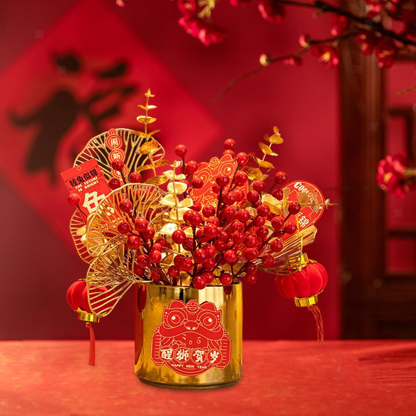 Simulation Flowerpot Chinese New Year Table Ornament DIY for Bedside Table