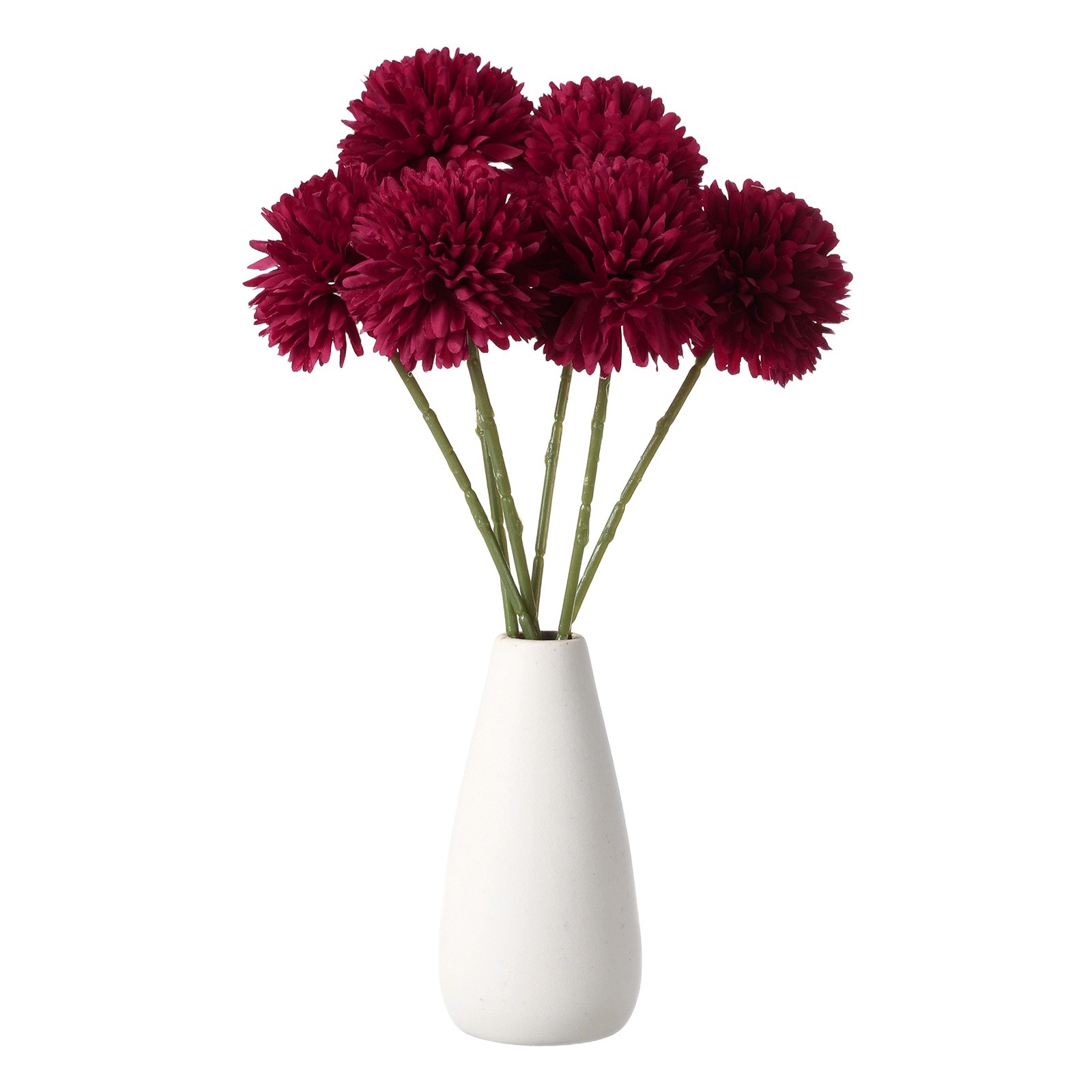 6pcs Artificial Chrysanthemum Ball Flowers Faux Mum Flower Bouquet, Magenta