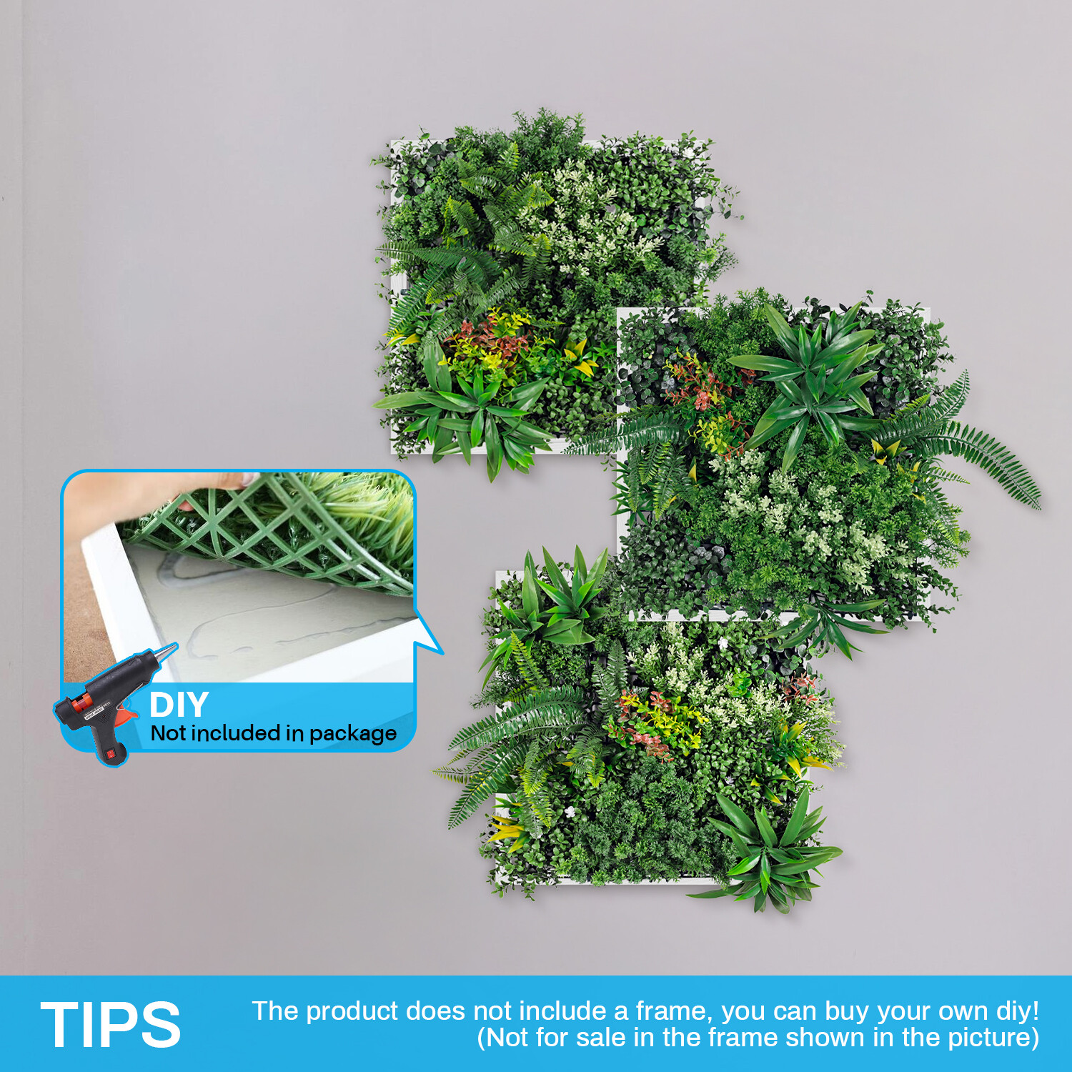 PATIO 20″ x 20″ Artificial Plant Fence Panel Set(of 3) Faux Grass Wall Decor