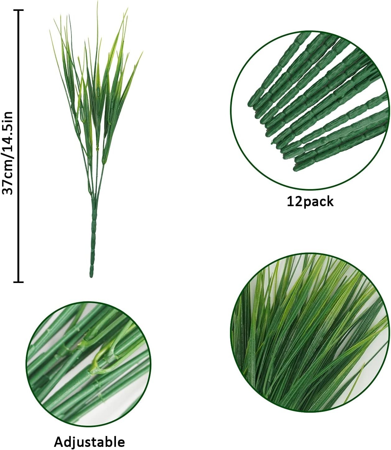 No-Fade Faux Plastic Grass Plants – 12 Bundles for Elegant Indoor & Outdoor Use