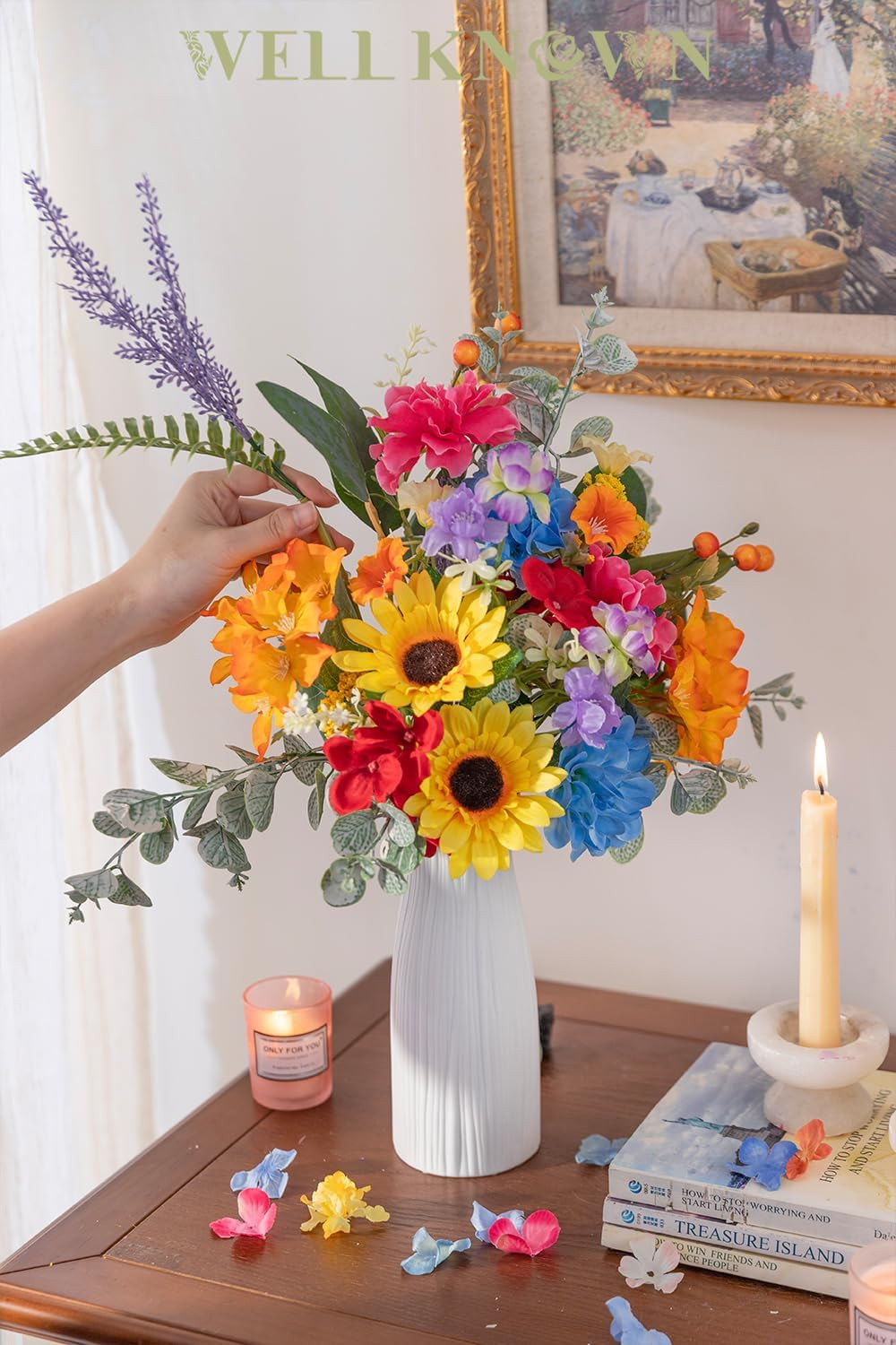 Rainbow Sunflower Artificial Flowers Bouquet for Home & Wedding Decor