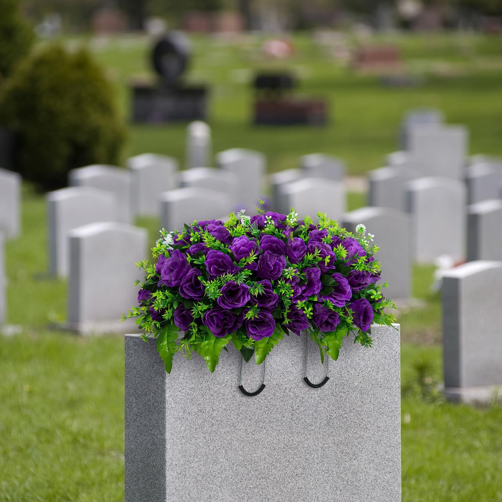 Artificial Headstone Flower Saddle, Silk Cemetery Flowers Saddles, Artificial