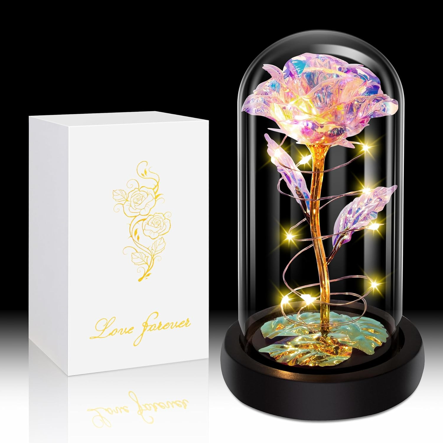 Birthday Gifts for Women,Christmas Rose Gifts for Women,Womens Glass Rose Gifts,