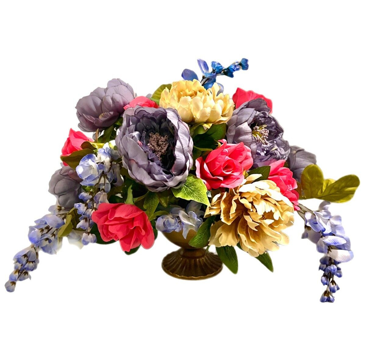 Free Shipping All Season Floral Arrangement Purple Ivory Peony Pink Rose 22×16