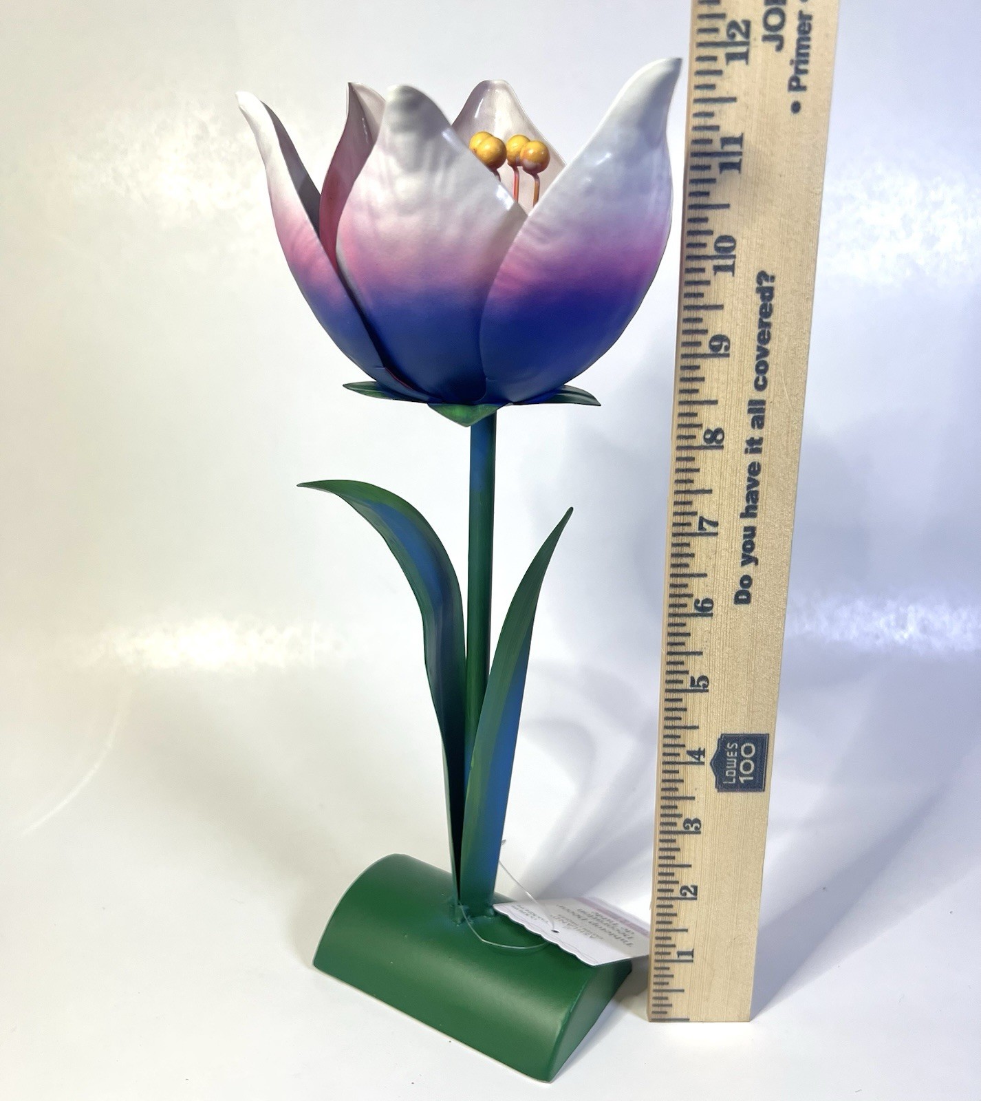 Large Metal Flower Sculpture Tabletop Decor Purple Pink Spring Centerpiece