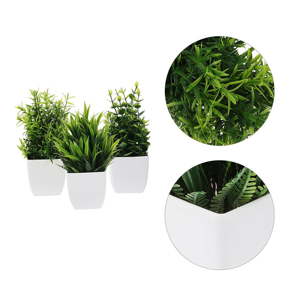 3pcs Artificial Green Plants Small Fake Plants in Pots Lifelike Potted Plants