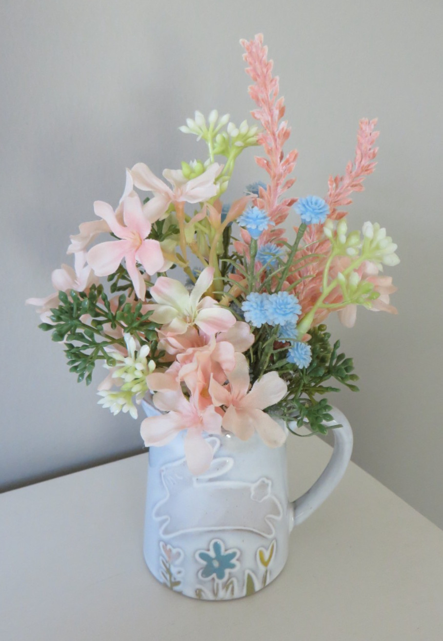 Easter Floral Arrangement in Small Decorative Ceramic Creamer – Home Decor #625
