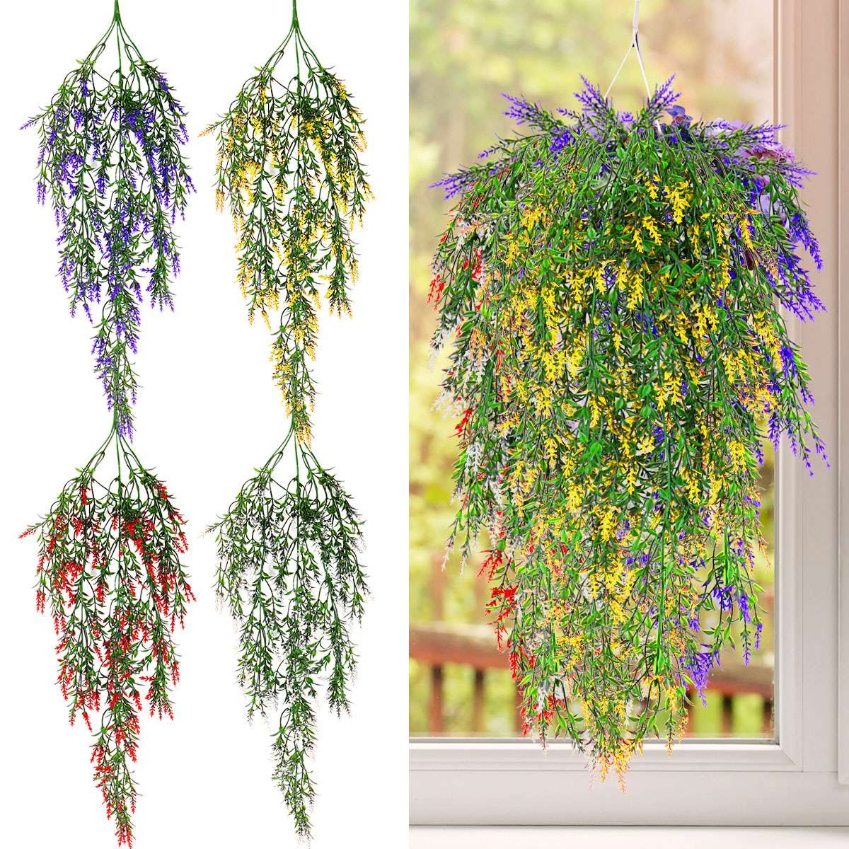 Artificial Boston Fern Plants Fake Hanging Flower Vine Home Garde Outdoor Decor