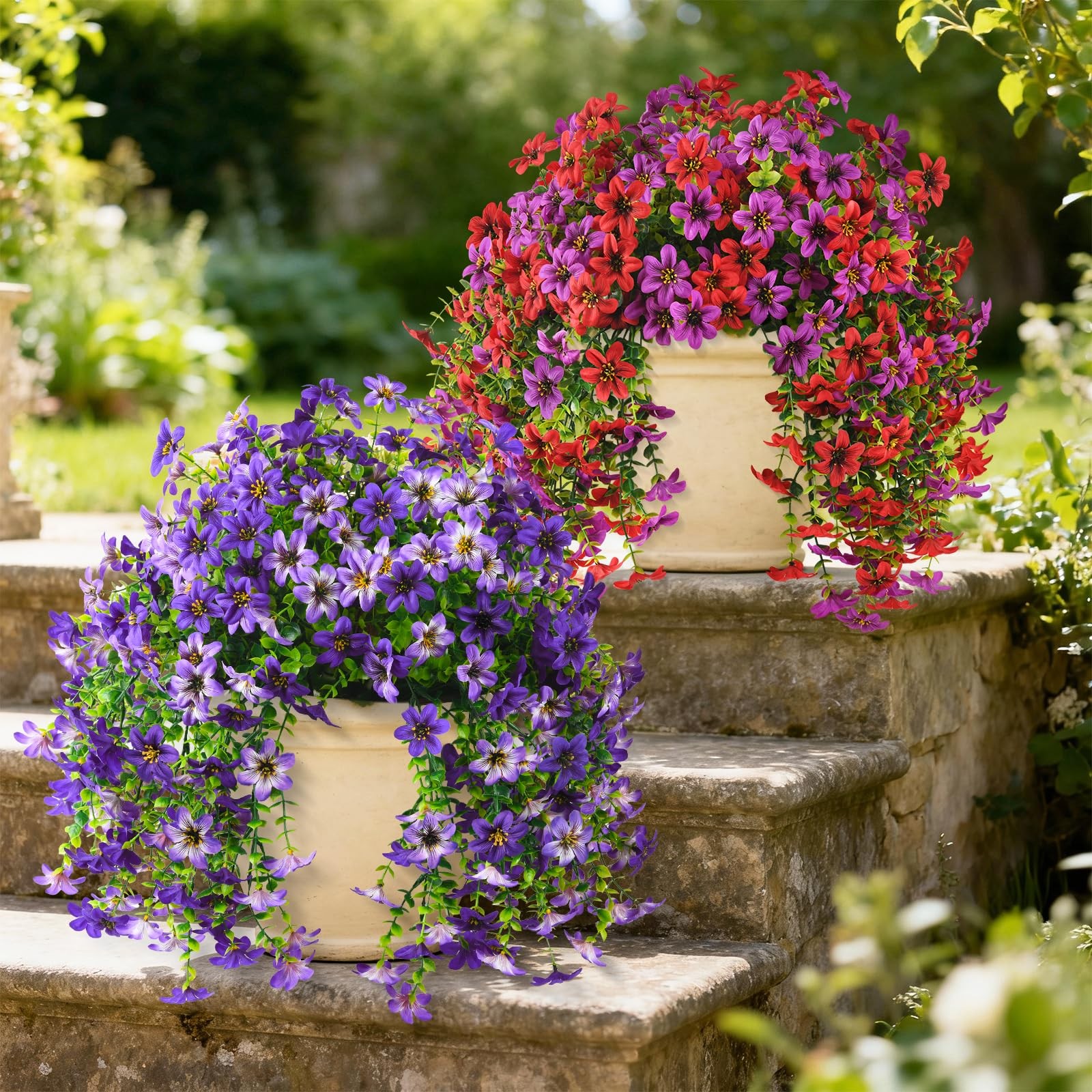 Artificial Flowers for Outdoor Faux Hanging Plants Spring Outside Decor