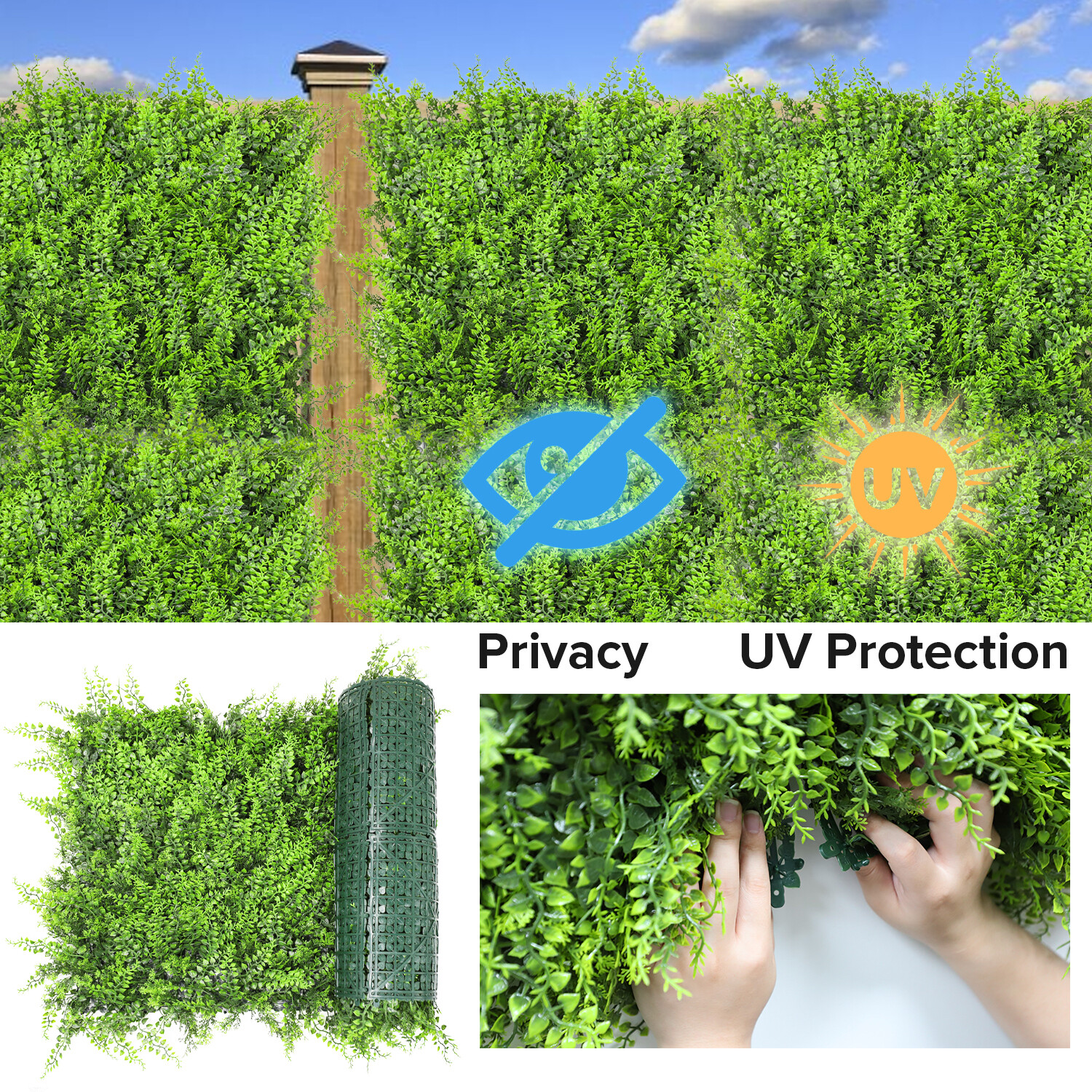 20″ Artificial Fern Leaf with cover back Privacy Fence Screen Home Decor Hedge