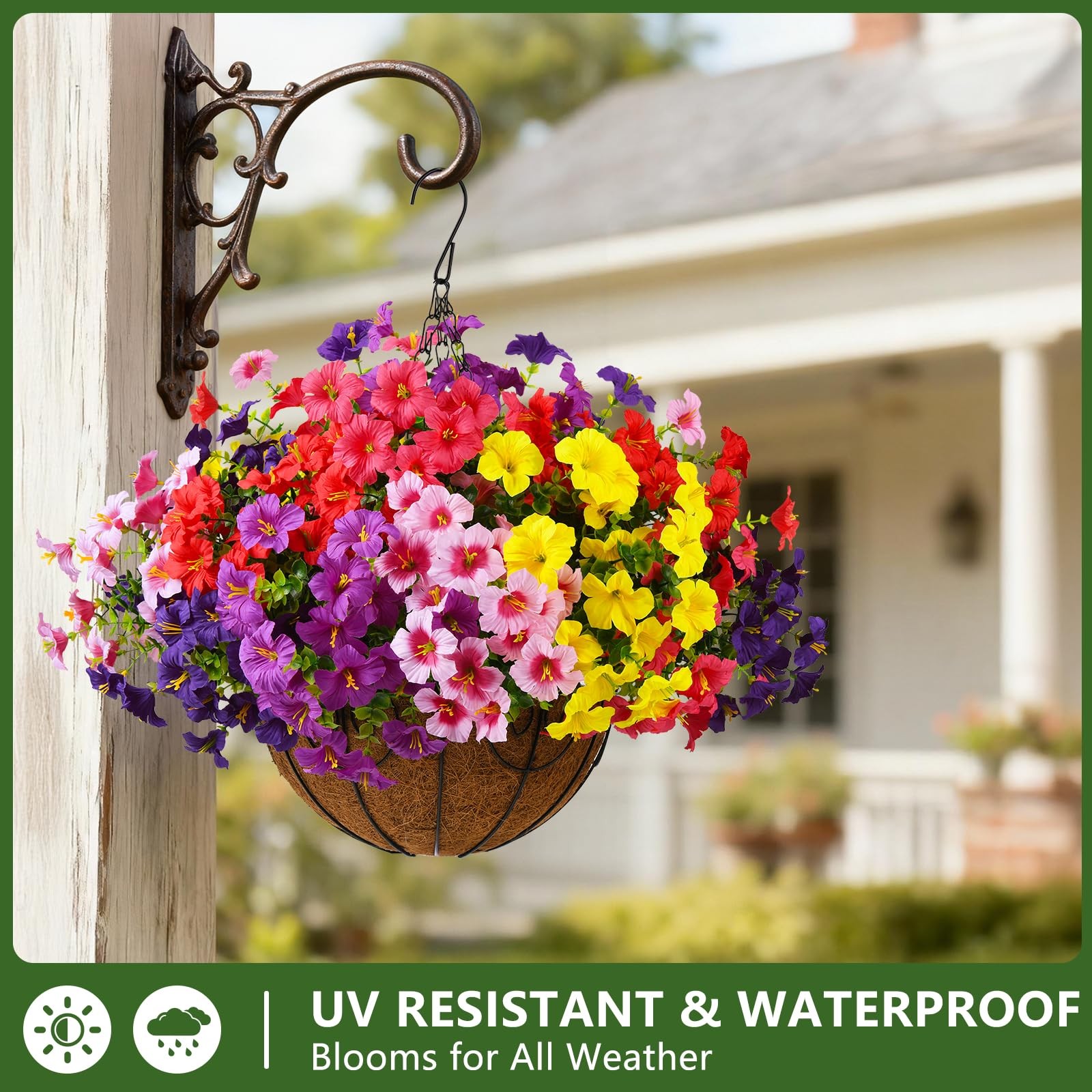 Artificial Fake Petunias Flowers UV Resistant Outdoor 12 Bundles Realistic Silk