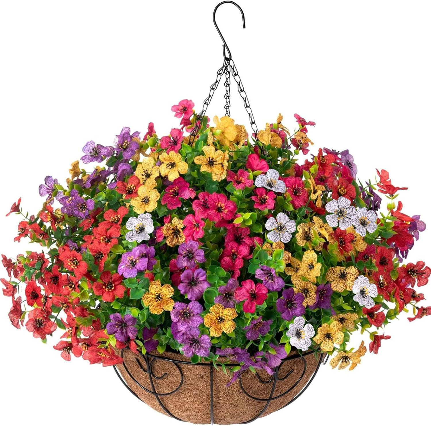Artificial Faux Hanging Plants Flowers Basket for Summer Outdoor outside Decorat