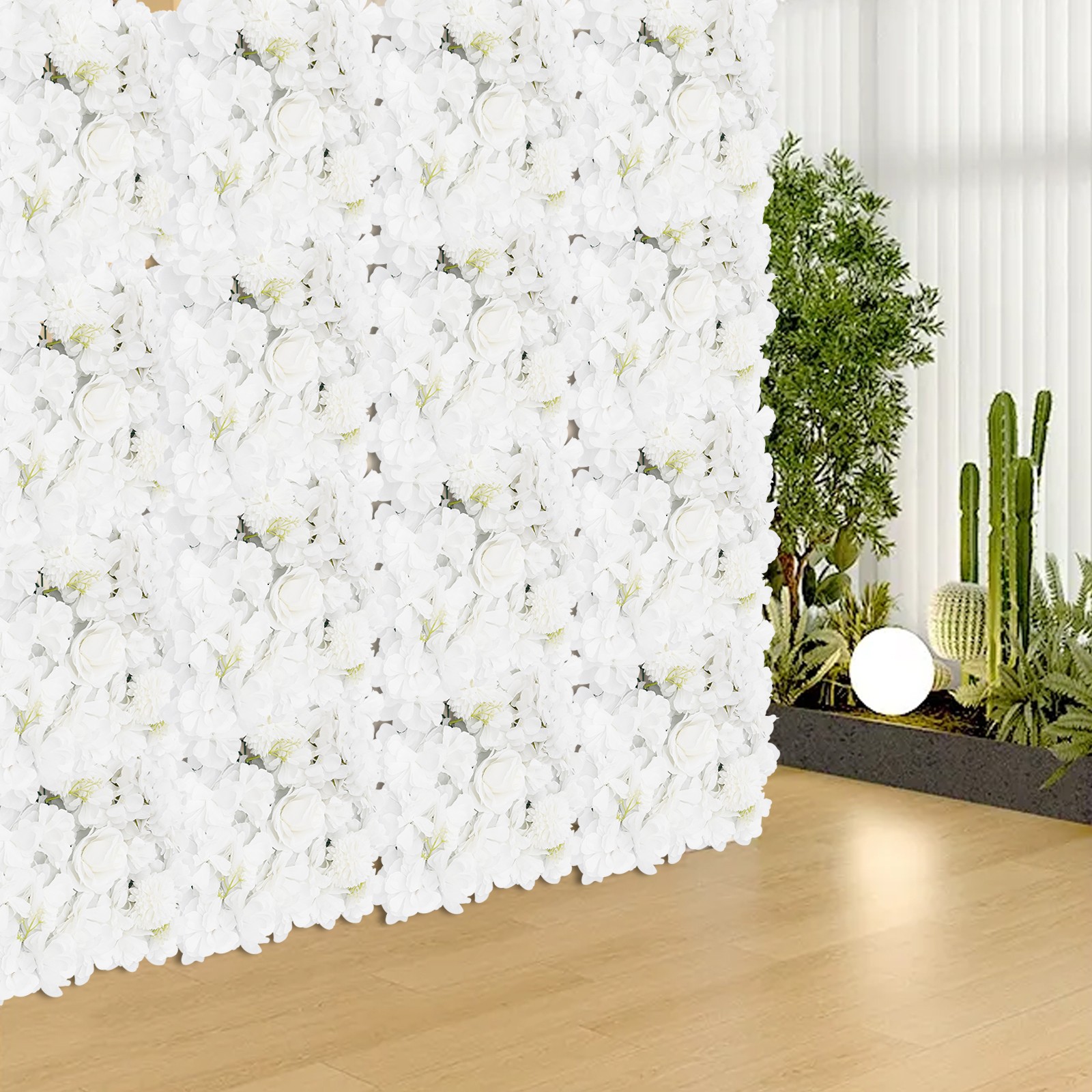 16 Pack Artificial Flower Wall Panels, Silk Cloth Plastic, 13.8×13.8 Inch Each