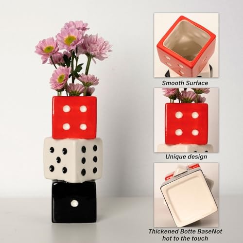 Funky Dice Vase – Unique Ceramic Home Decor for Red, White and Black Dice Vase