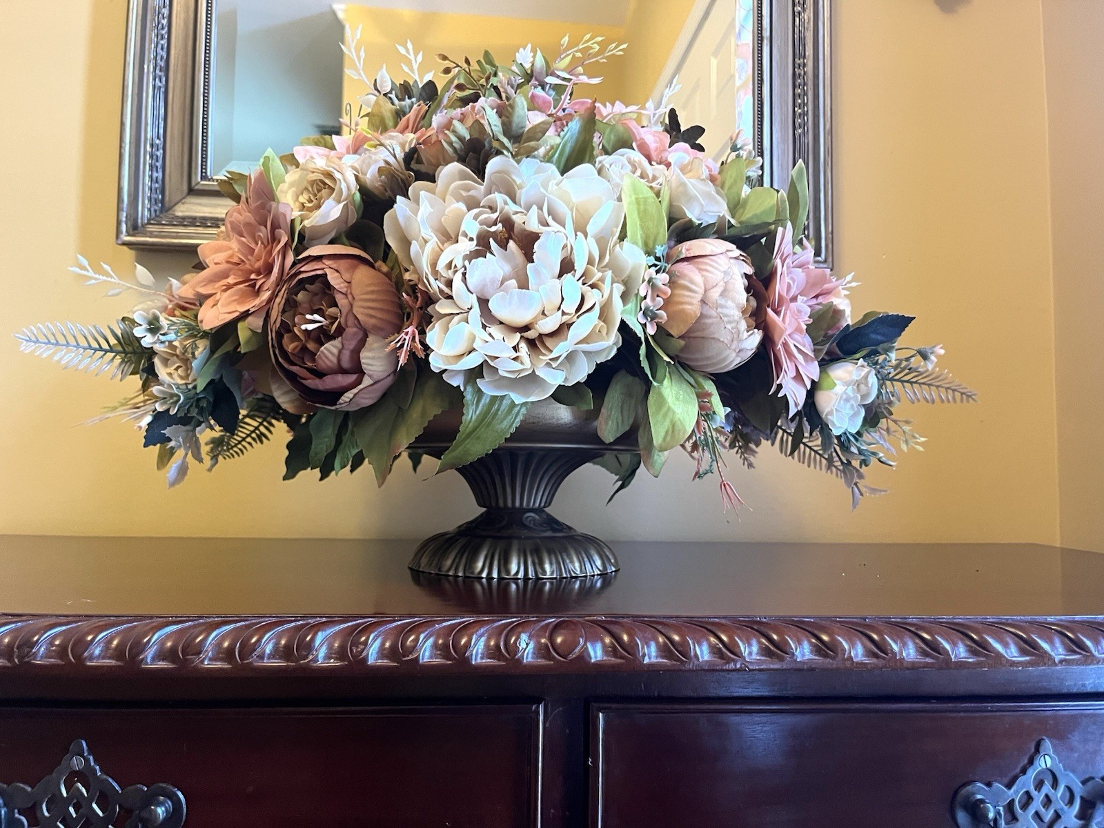 Brown Peony And Cream Chrysanthemum Floral Arrangement Year Round Floral