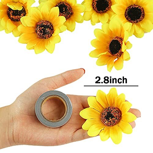25pcs Fake Sunflowers Heads, 2.8″ Artificial Sunflower Gerbera Daisy Flowers