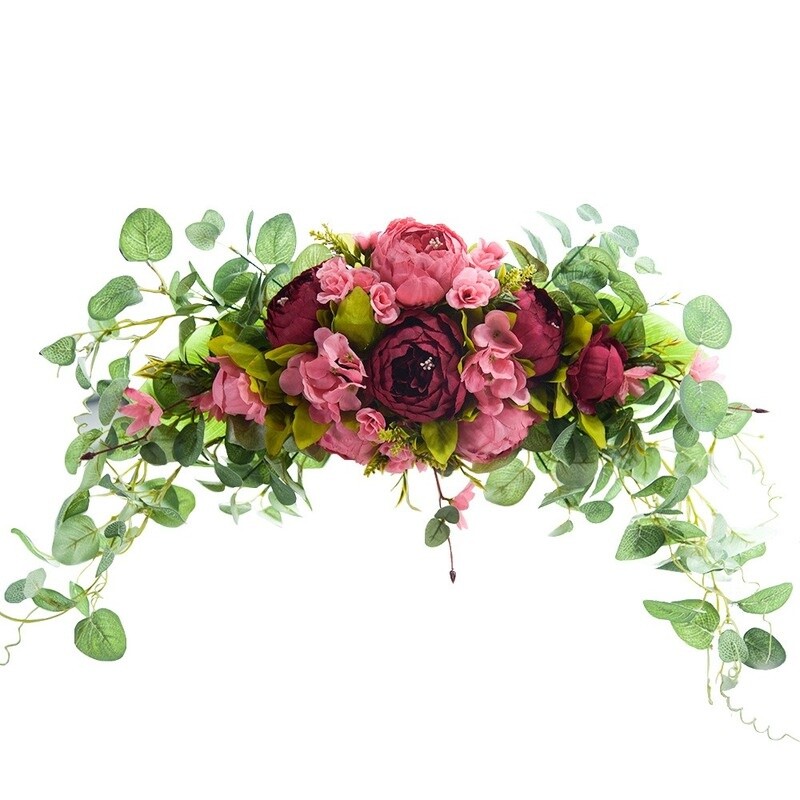Artificial Flower Row Wreath Arch Backdrop Garland DIY Wedding Home Decor 60CM