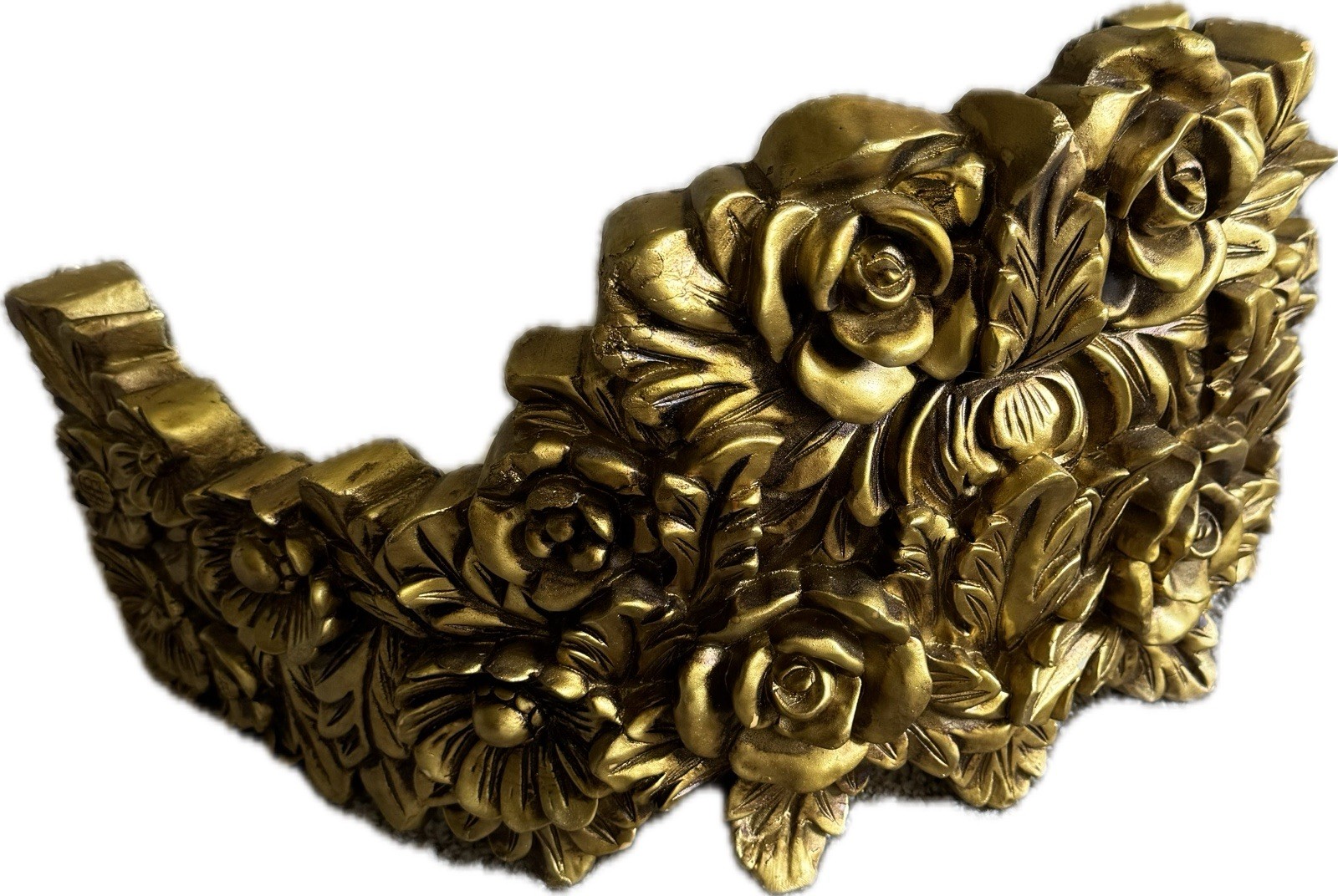 Vintage Gold Floral Canopy Crown | Ornate Roses Teester Wall Decor