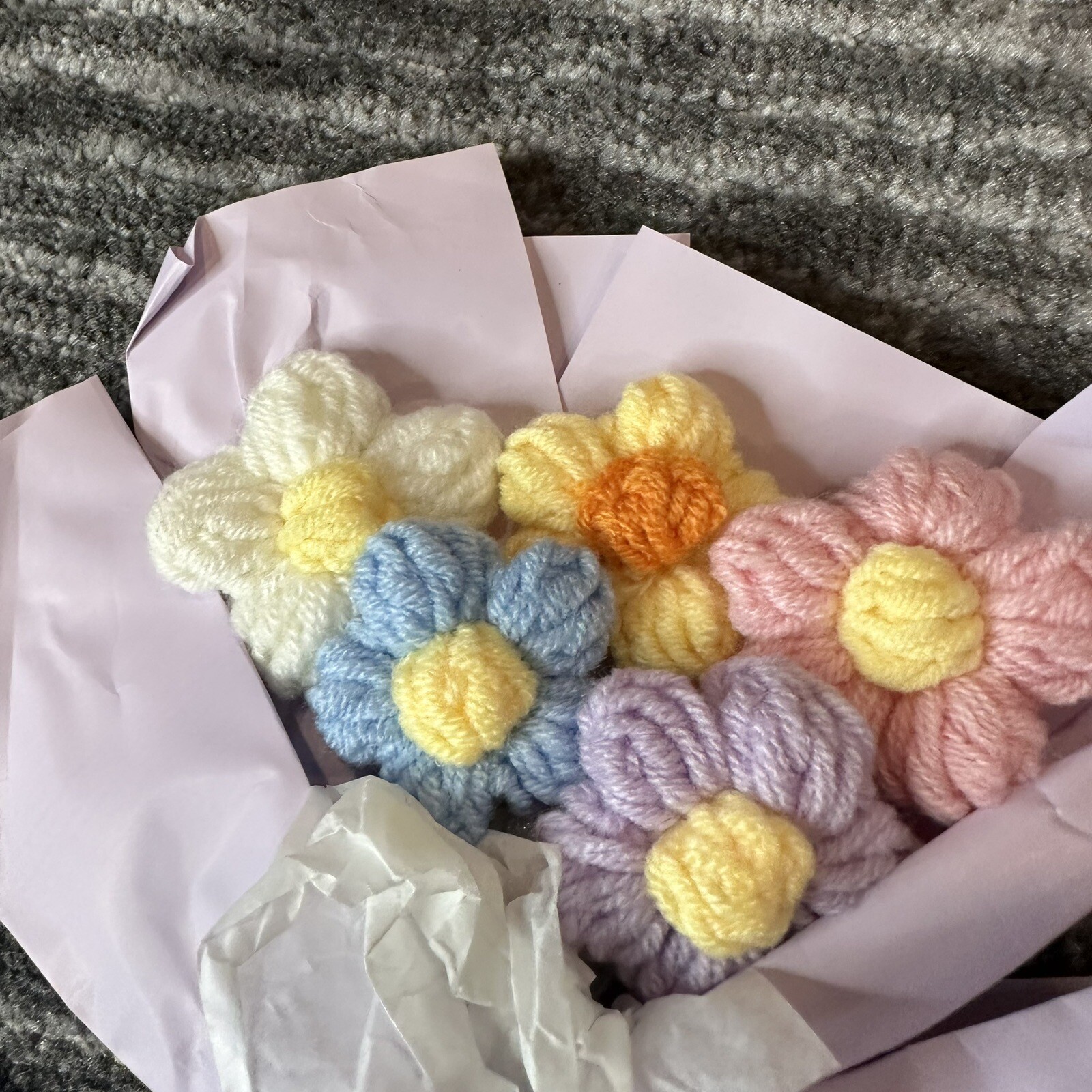 Crochet Flowers Bouquet Wool Mini Knitting Bouquet Gift Party Room Decor Daisy