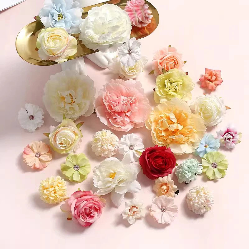 Mixed Rose Artificial Flowers Silk Fake Flowers Heads for Room Home Decor