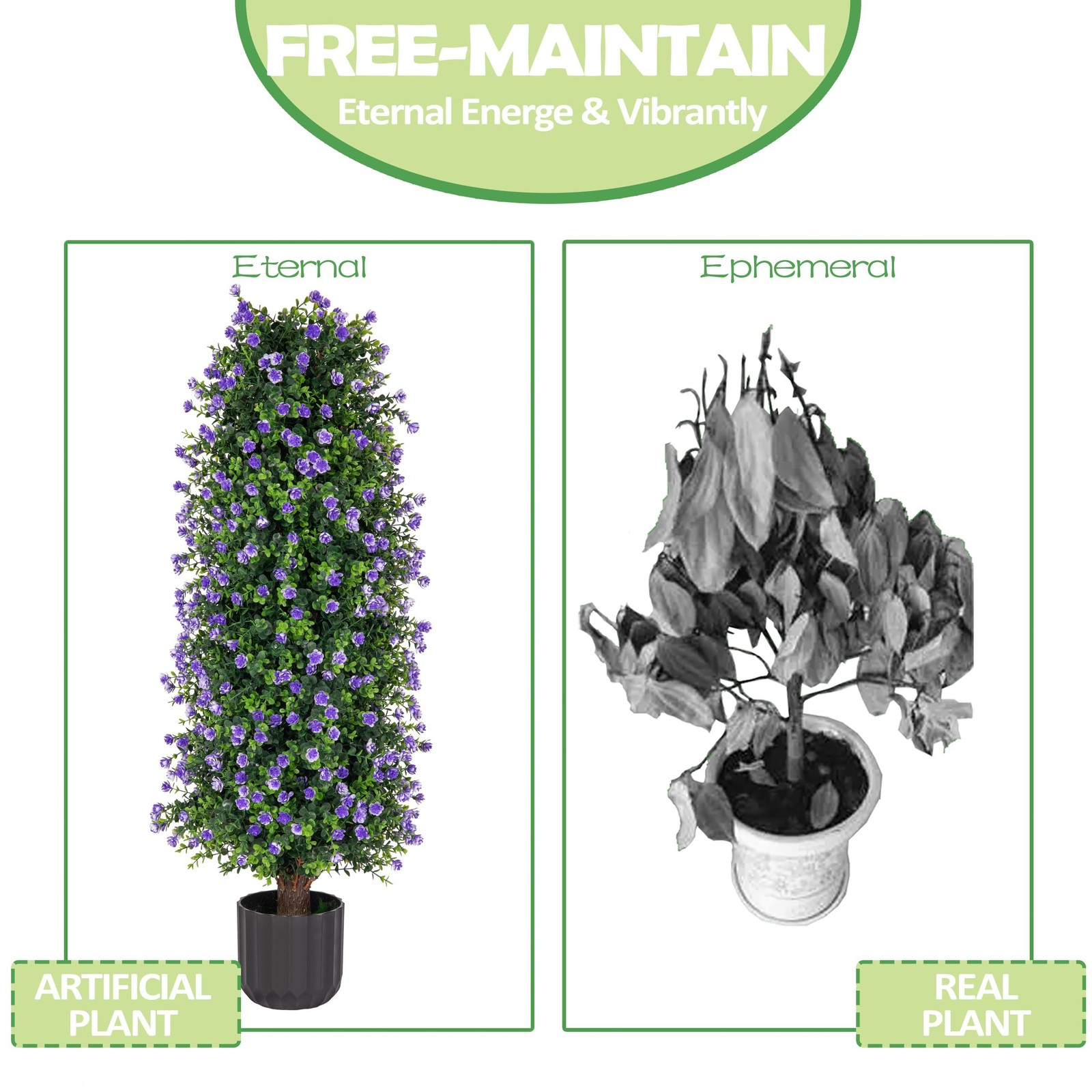 2 Packs Artificial Rose Tree 3FT- Fake Floral Plant Tree in Pot- Decorative T…