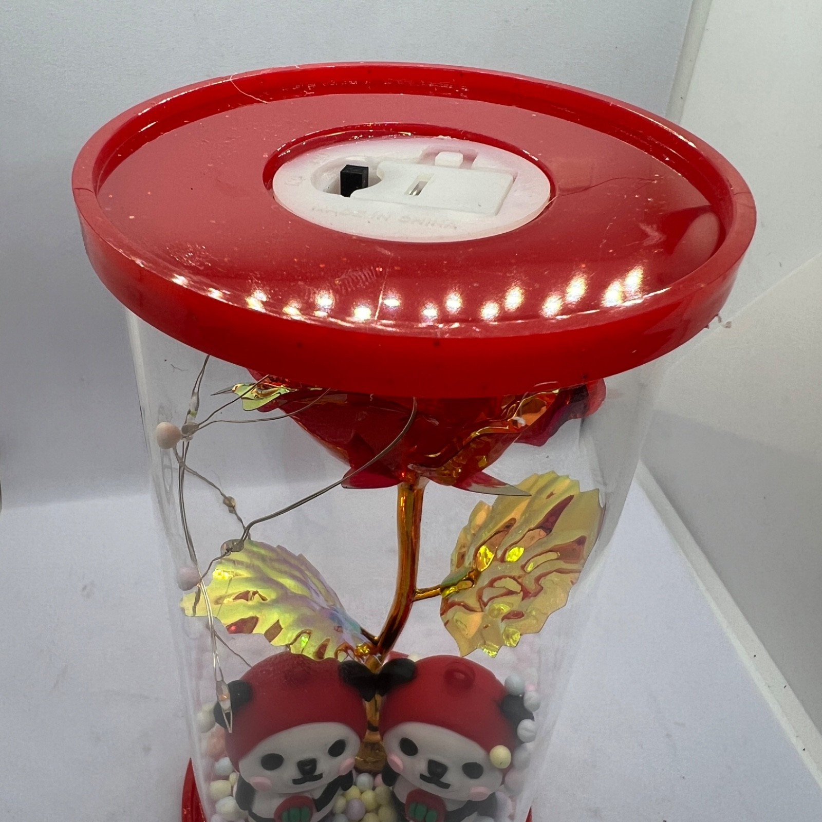 LOVE RED ROSE IN DOME LED LIGHT ROMANTIC GIFT FOR LOVED ONES BEST ONE