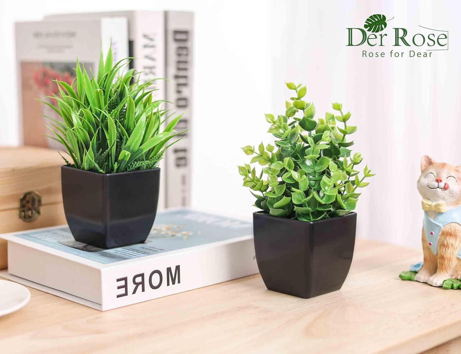 2 Pack Fake Plants Small Artificial Potted Plants Faux Plants Black Bathroom Acc