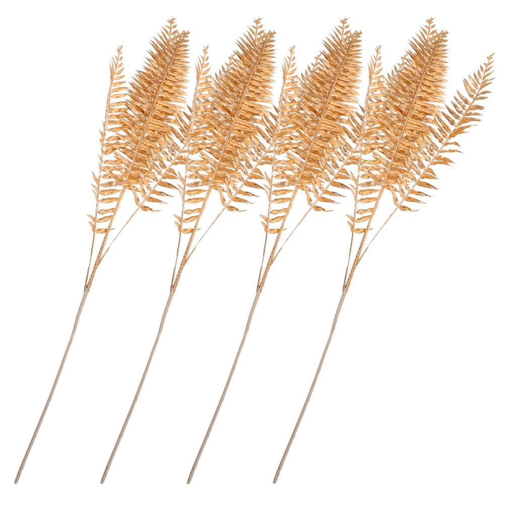 4Pcs Reusable Golden Artificial Leaf Stems for Floral Arrangement
