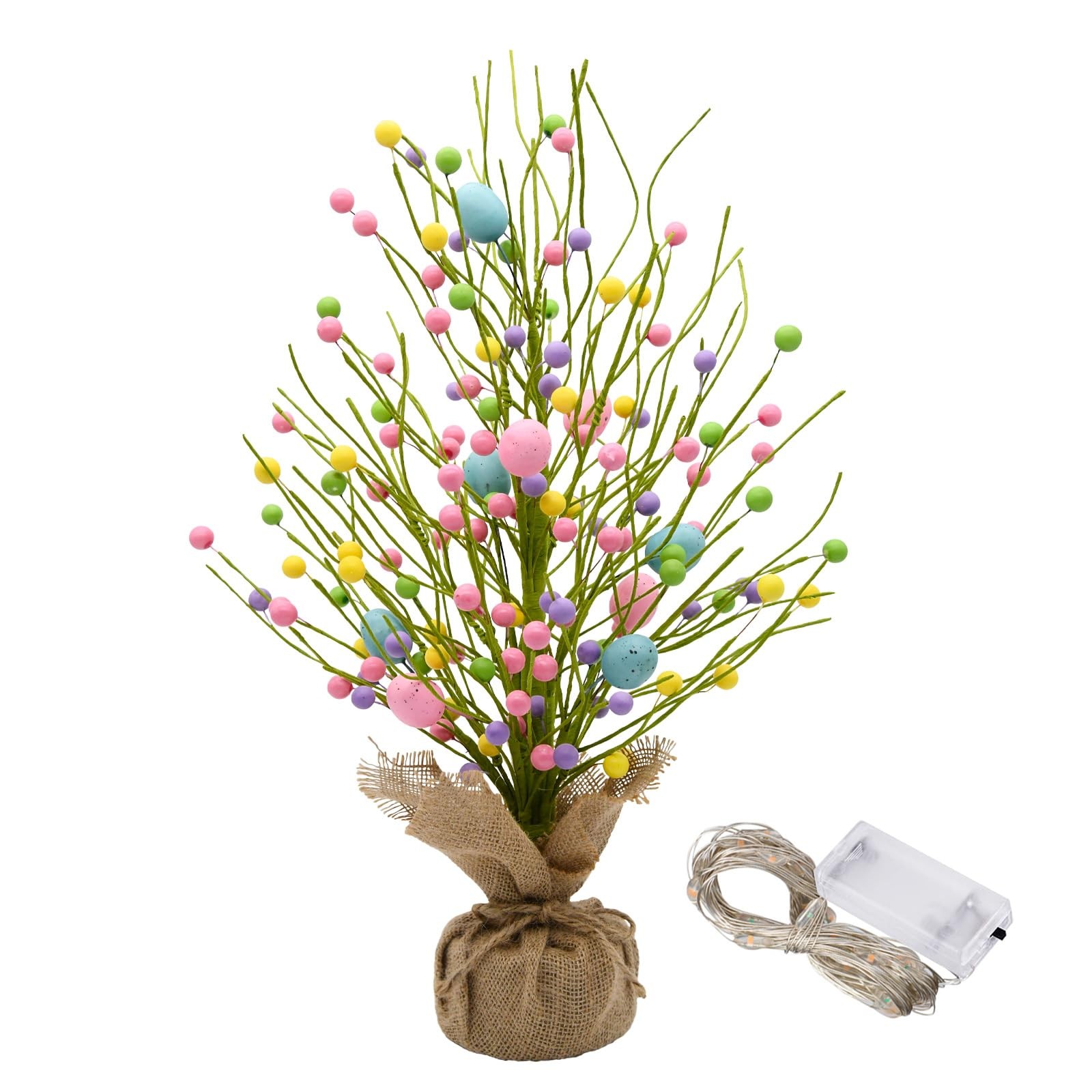 CRCZK Lighted Easter Table Tree Decorations 20.5 Inch Easter Eggs Trees Decor…