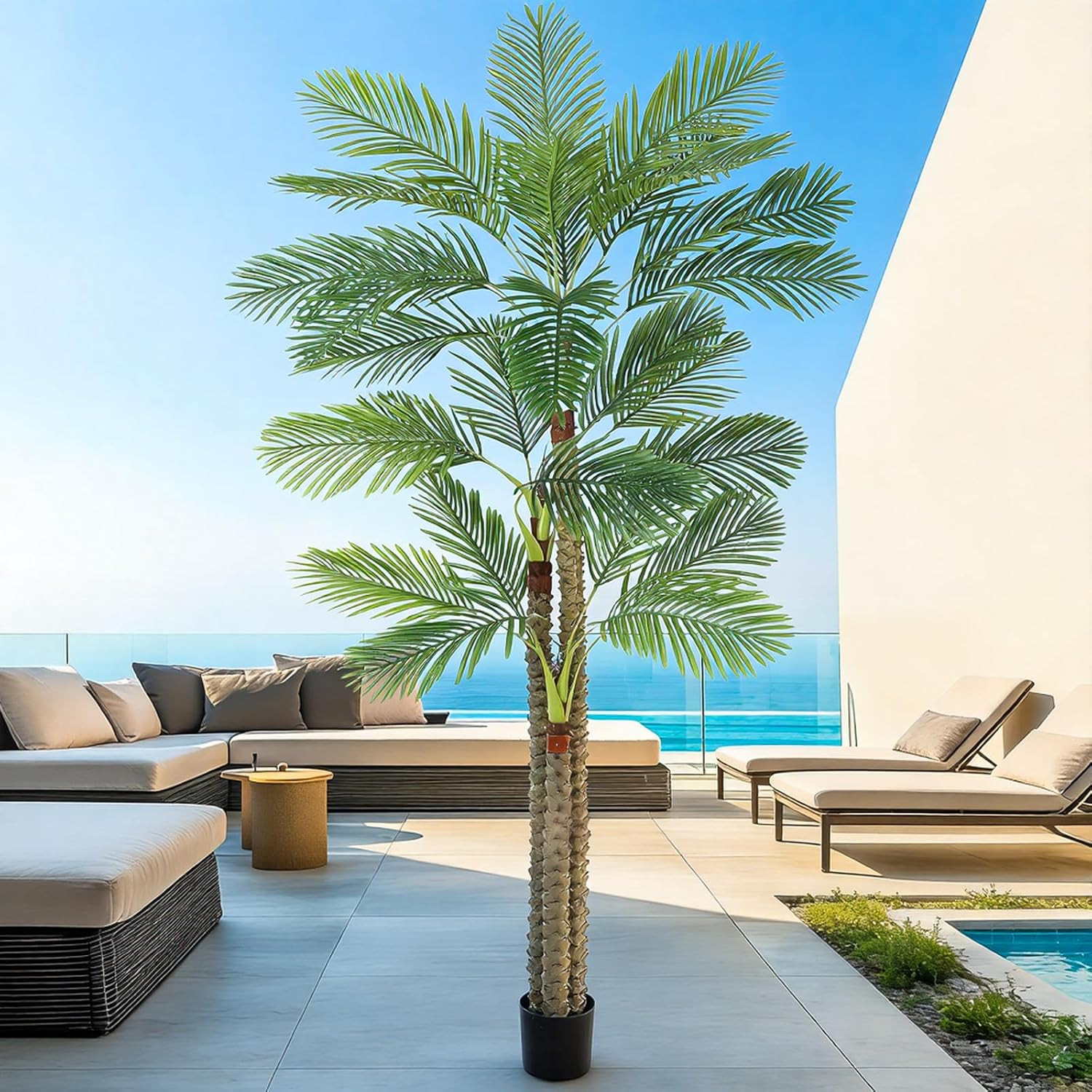 10 Ft UV Resistant Artificial Palm Tree for Indoor/Outdoor Aesthetic Decor