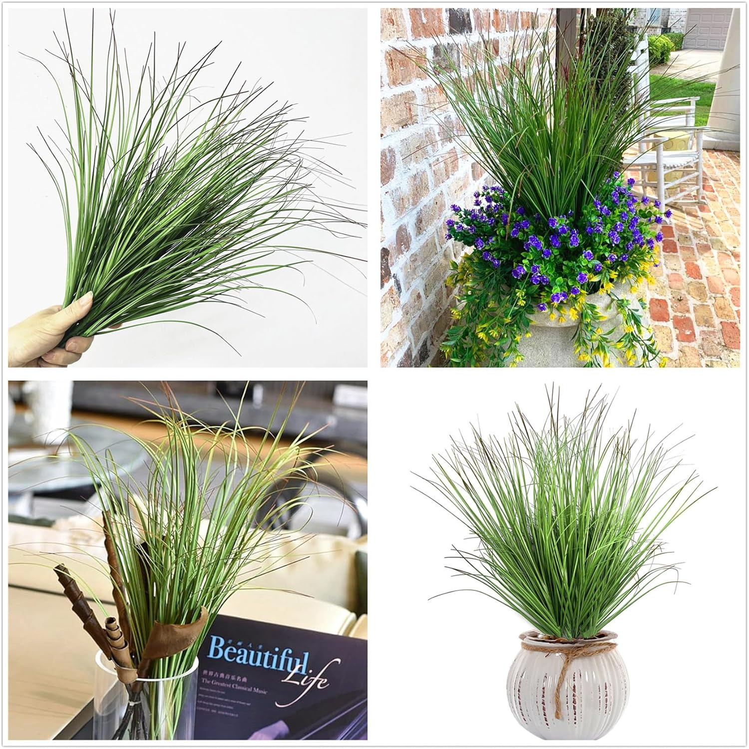 Fake Wheat Grass Plants Artificial Onion Greenery Faux Shrubs Plastic Plant Flow