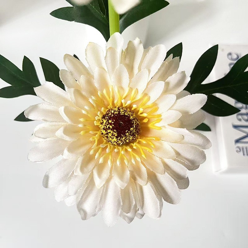 Artificial Daisy Plant with Two Blooms in White Pot 10.6 inches for Tabletop
