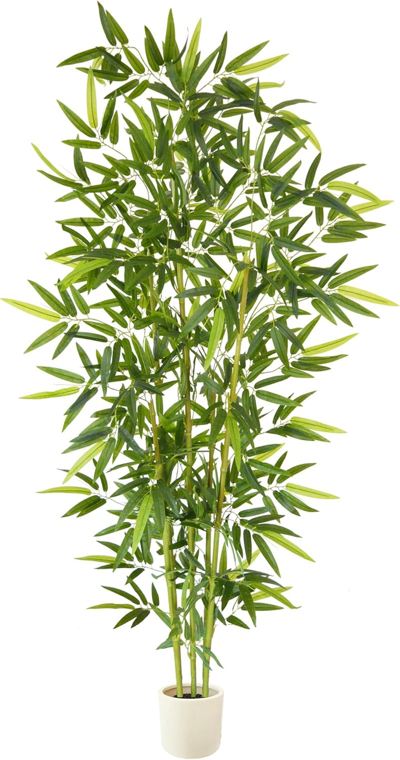 7Ft Faux Bamboo Tree with White Planter for Home & Office Décor