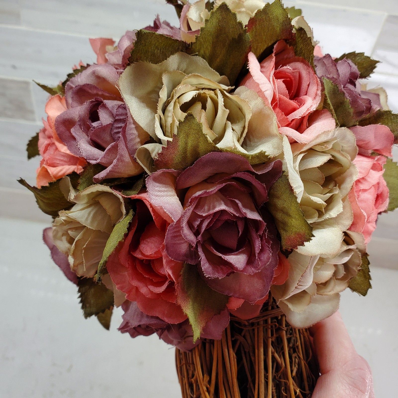 Rose Topiary Willow Base Table Tap Display Wedding Bouquet Vase Insert VINTAGE