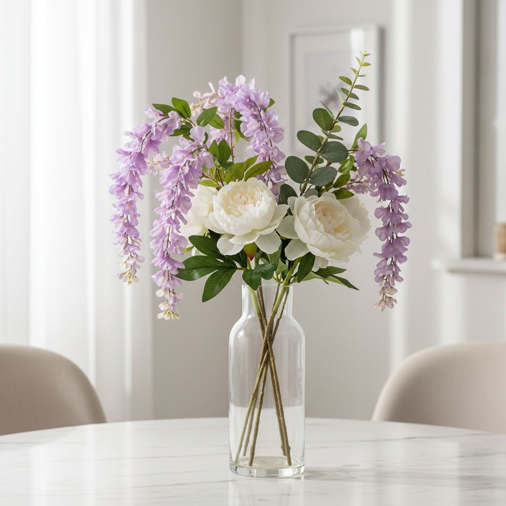 Lavender Wisteria Stem 43 Inch Artificial Hanging Flowers Purple Silk Wisteria S