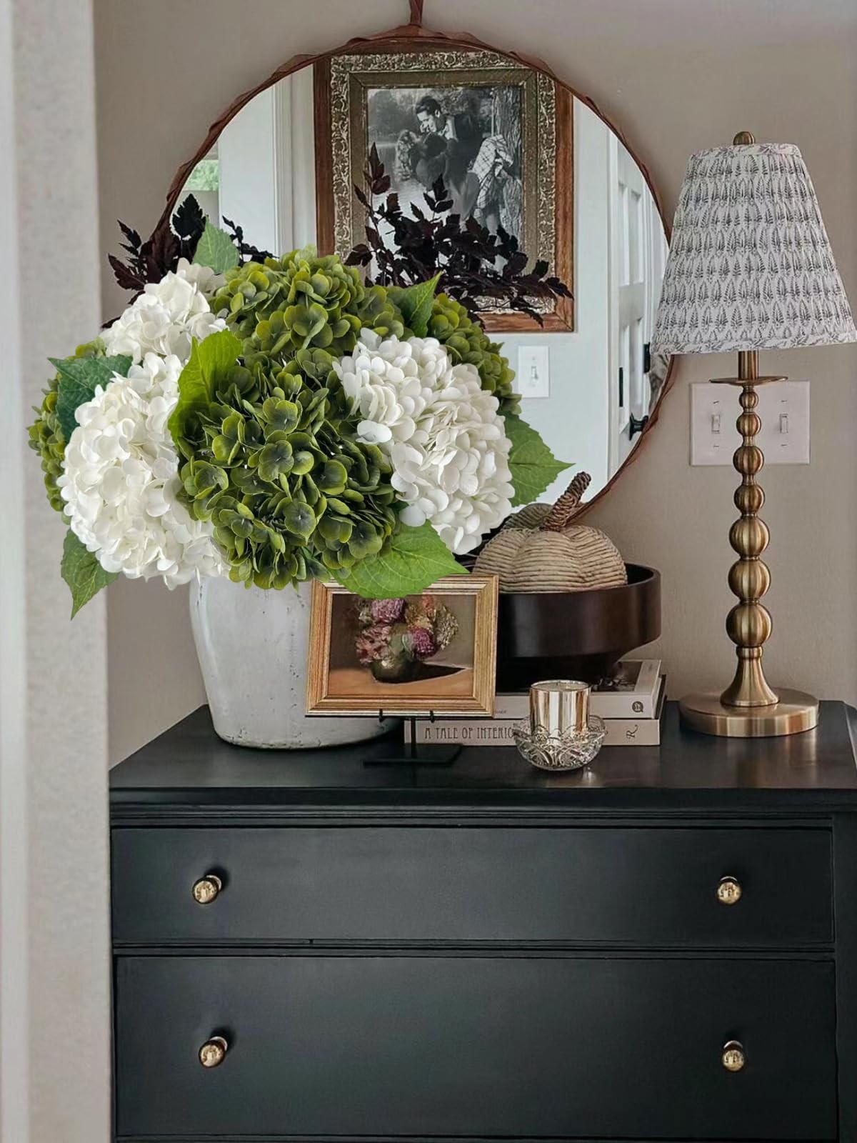 YalzoneMet 3 PCS White Hydrangea Artificial Flowers 21 inchs Real Touch Faux …