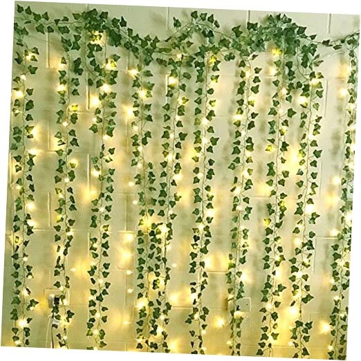 12 Packs Artificial Ivy, 84FT Garland Hanging Plants Fake Vines with 200 LED