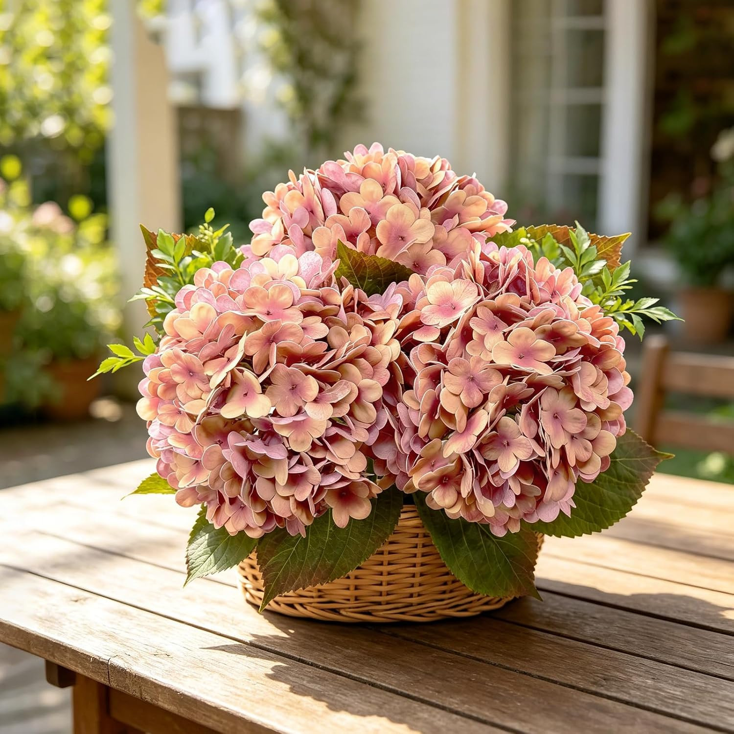 3 PCS Real Touch Hydrangea Artificial Flowers 20.5″, Fall Latex Faux Hydrangeas