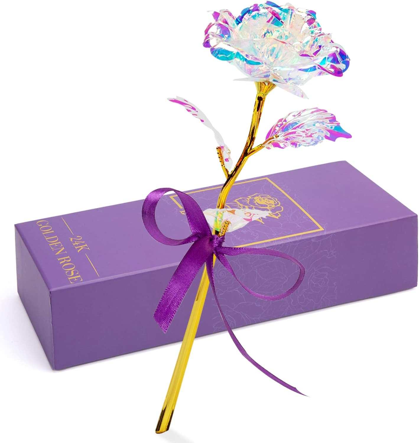 Artificial Galaxy Rose Flower Gifts for Her, Galaxy Eternity Rose Glass Forever