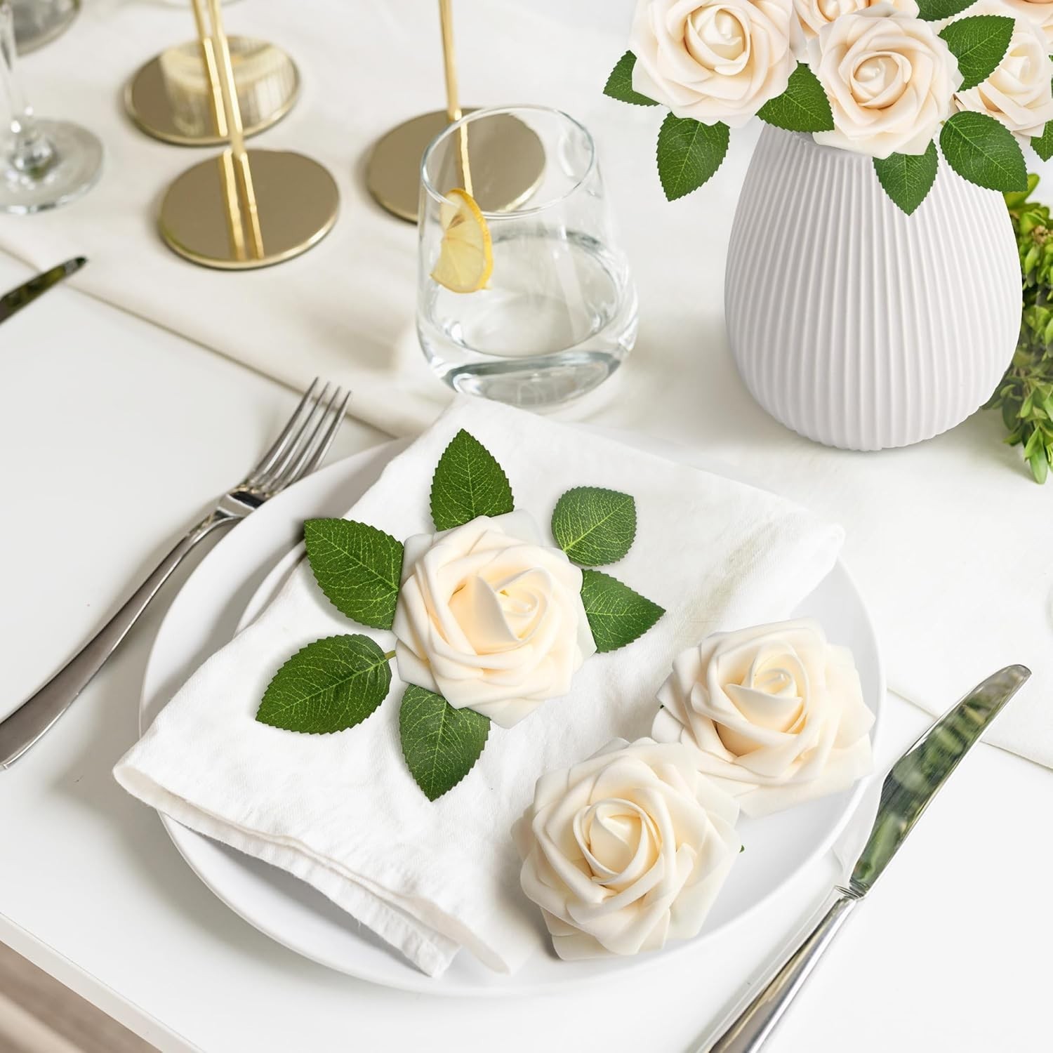 50Pcs Flores Artificiales Rosas Grandes Matrimonio Regalo Novia Para Decoracion